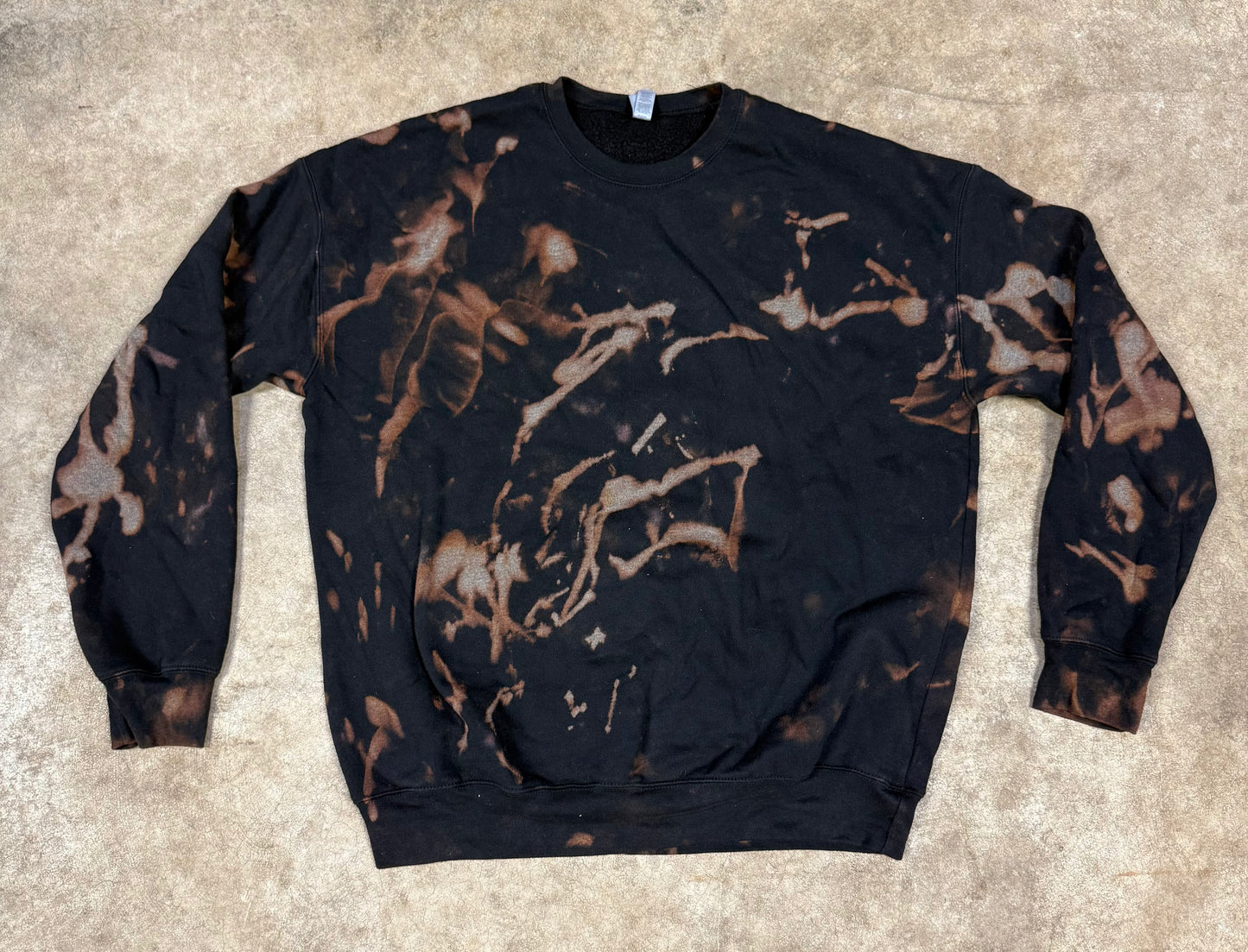 Black Bleach Dyed Crewneck