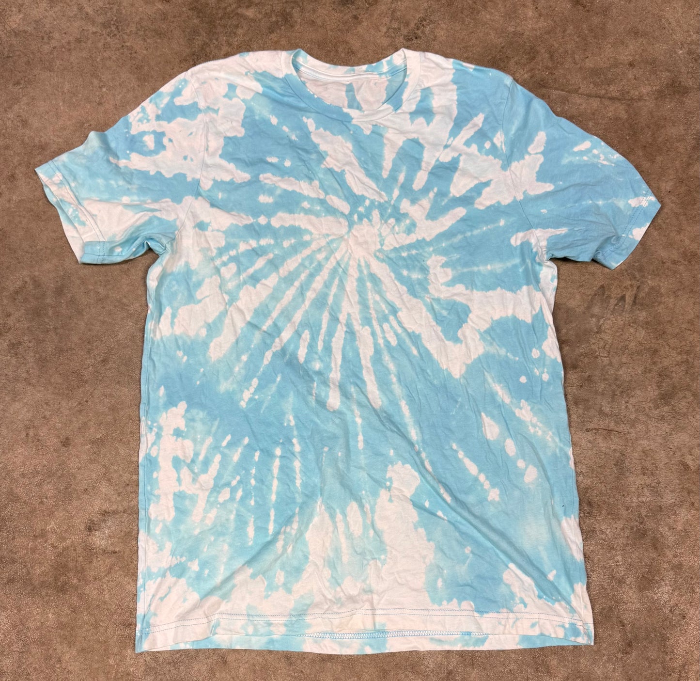 Short Sleeve Blue Bleach Dyed T Shirt