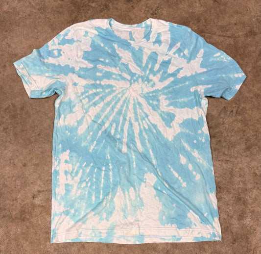 Short Sleeve Blue Bleach Dyed T Shirt